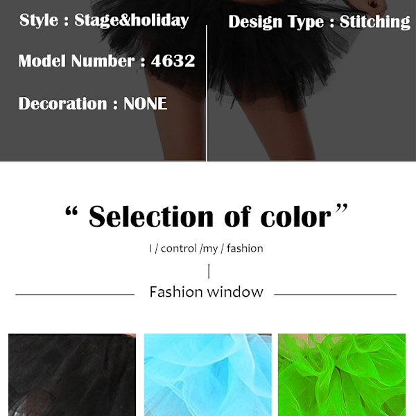 Tutu-nederdel 5-lags SORT Black