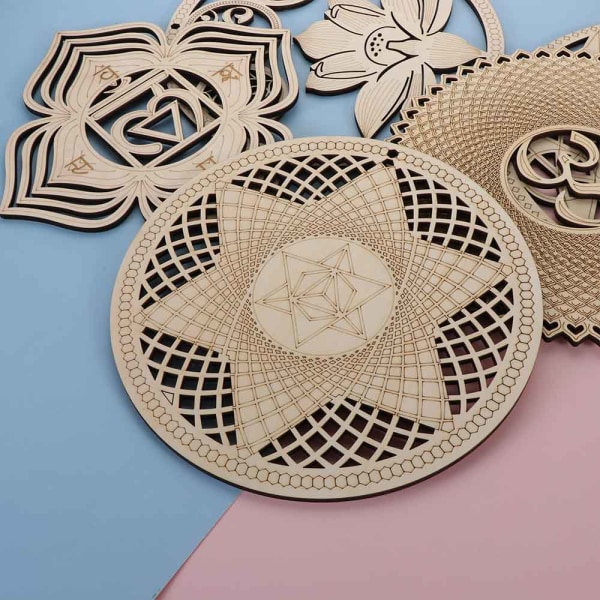 Flower Of Life Energimatte Slice Wood Base STIL 5-30CM Style 5-30cm