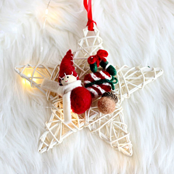 1 STK White Rattan Star Indonesisk Vine juledekorasjon DIA