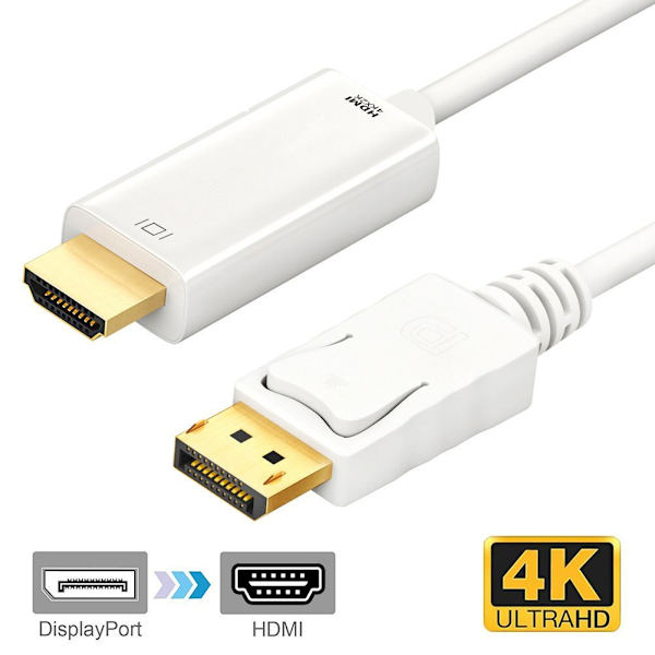 1,8m Kabelomformer DP til HDMI hann til hann SVART 1080P Black 1080P