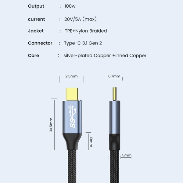 C-tyypin kaapeli USB 3.1 Gen 2 1.5M 1.5m
