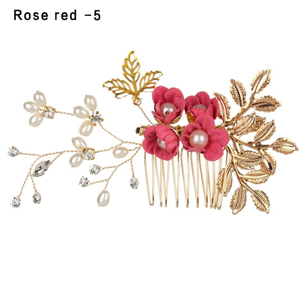 Hårkammar Blomma Hårnål Brudklämmor ROSE RED 5 rose red 5