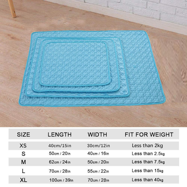 Kølemåtte til kæledyr liggeunderlag BLUE XS (40X30CM) Blue XS (40X30cm)