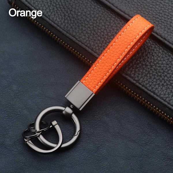 Nyckelring i PU-läder Lädernyckelring ORANGE Orange