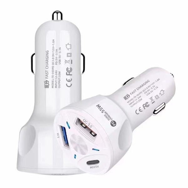 Biloplader Telefon Opladerstik HVID white
