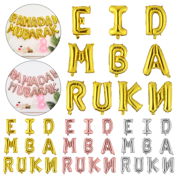 16 tommer Eid Mubarak RAMADAN MUBARAK SØLV EID MUBARAK silver
