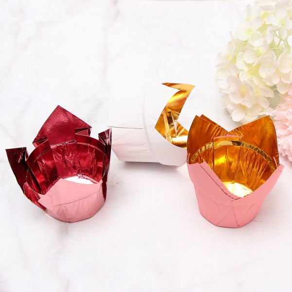 50 kpl kakkumuffinsimupit Tulppaanin leivontakuppi ROSE GOLD rose gold