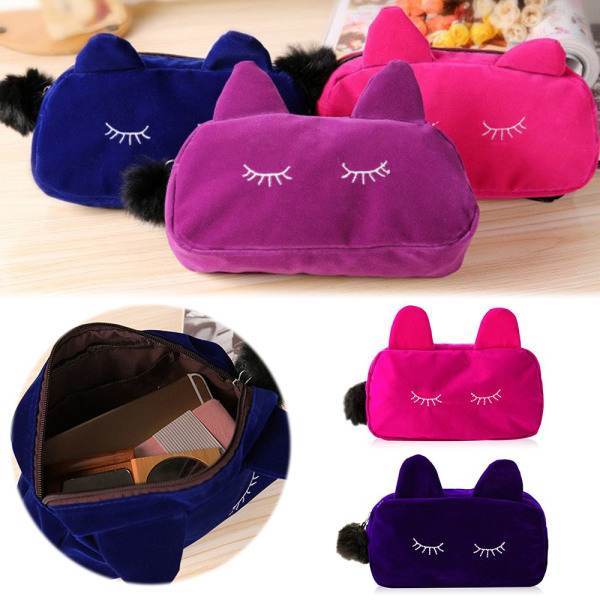 Kosmetisk veske Playful Cat Makeup Pouch BLÅ blue