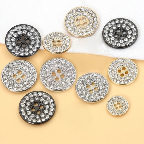 Metall Rhinestone Knappar Skjorta Knappar GULD 18MM10ST 10ST gold 18MM10pcs-10pcs