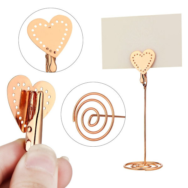 Foto Metal Clip Card Holder ROSE GULD HJERTE rose gold Heart-Heart