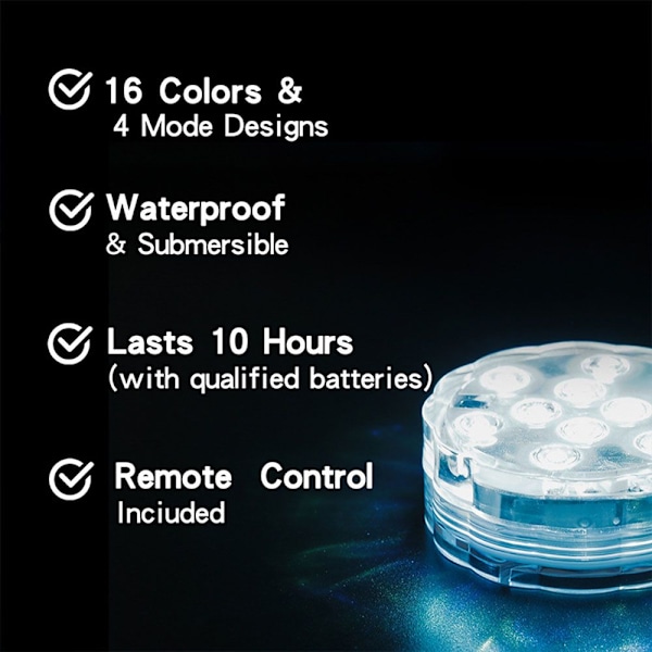 Dykbare LED-lys Undervandsnatlamper 4 LAMPE 2 4 Lamp 2 controller