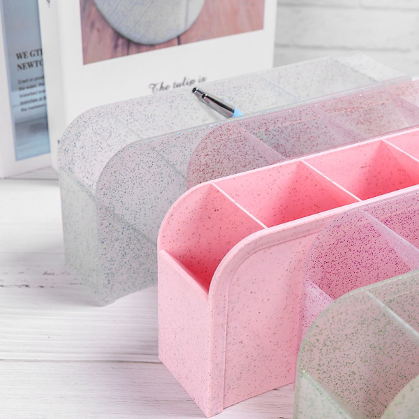 Desktop Organizer Opbevaringsboks Pen Barrel BLÅ FIRKANT Blue