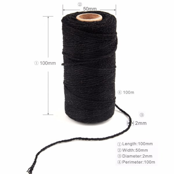 100 meter/rulle Bomuldssnore Twin Snor DIY Rope 2 2