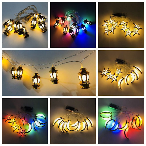 EID Mubarak Belysning Led Ljusslinga MULTICOLOR LYKTA multicolor lantern