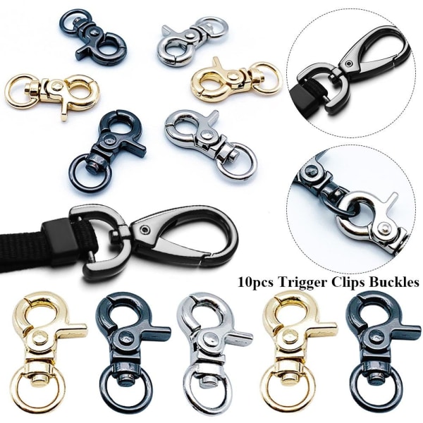 10st avtagbara Snap Hook Trigger Clips SILVER Silver