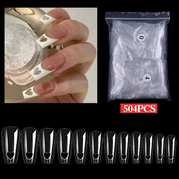 504st False Nails Long Ballerina TRANSPARENT transparent