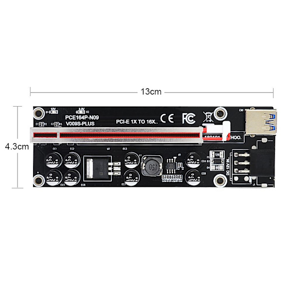 PCI-E Riser Card VER009S Plus SVART Black