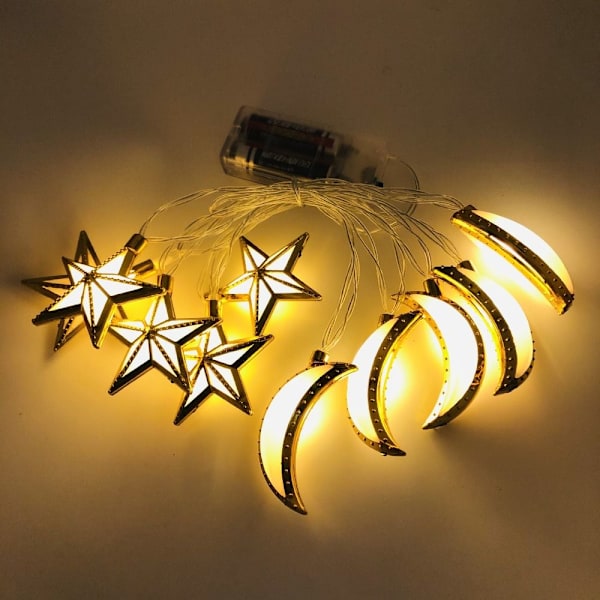 EID Mubarak Belysning Led Ljusslinga WARM WHITE STAR MOON warm white star moon