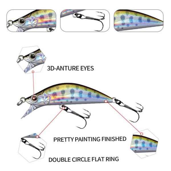 2st Sjunkande Minnow Baits Fiskkrokar E E E