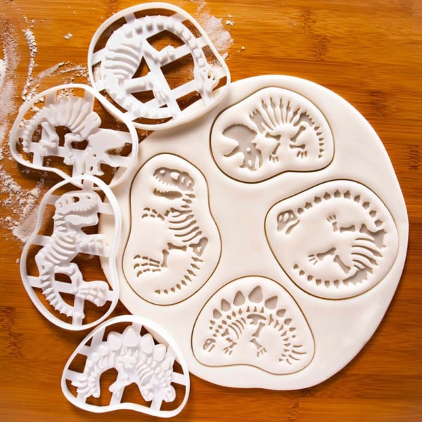 4 stk Skull Dinosaur Cookie Pregeform Kjeksform