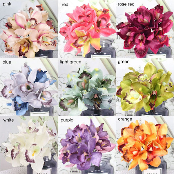 7 hoved kunstige blomster Silke Orchid Buket PINK pink