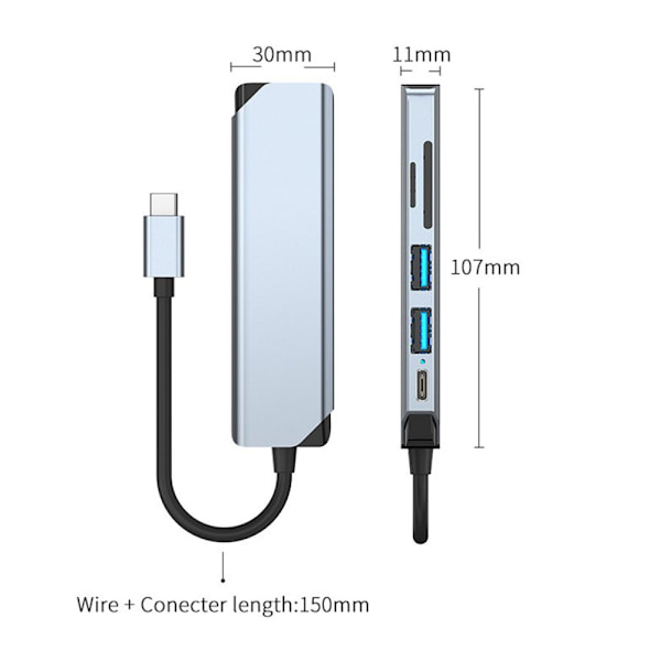 USB C HUB Type-C splitter 6-I-1 TYPE B 6-in-1 Type B