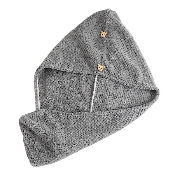 Snabbtorkande cap Microfiber Hårhandduk GRÅ grey