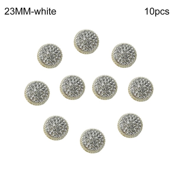 10st Metall Rhinestone Knappar Skjorta Knappar VIT 23MM10ST white 23MM10pcs-10pcs