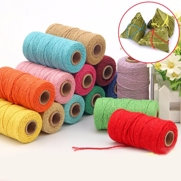 100 meter/rulle Bomuldssnore Twin String DIY Rope 14 14