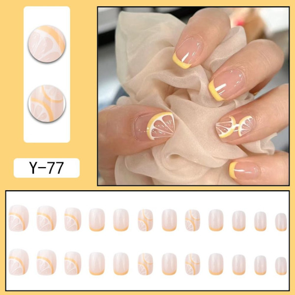 24stk False Nails Short Square French Y-77