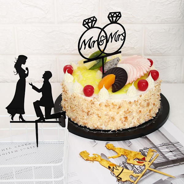 Cake Topper Akryl Decor Bride Groom Mrs Mrs GOLD B gold