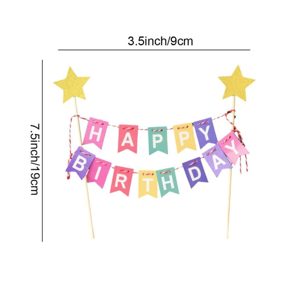 Cake Topper Tillykke med fødselsdagen Banner PINK pink