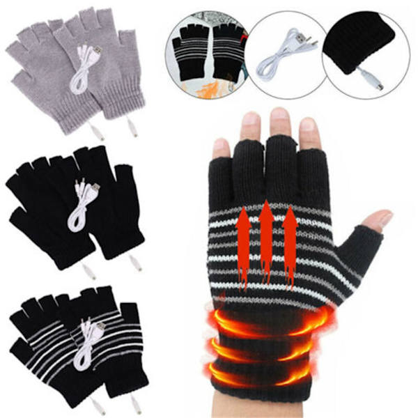 Sähkölämmityshanskat Full & Half Finger Gloves MUSTA black