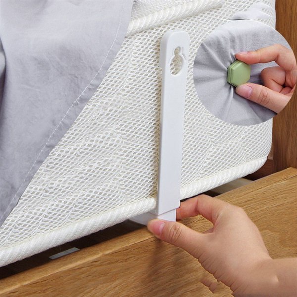 4 STK Sengelagen Clip Sheet Spænde LANG HVID LANG HVID long white