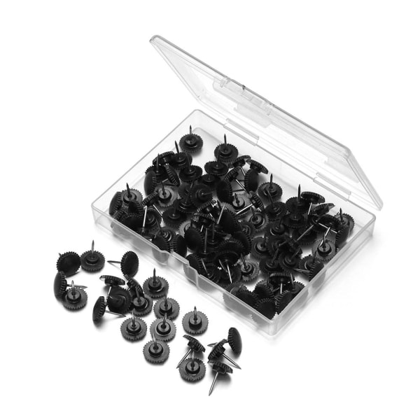 100 stk Gear Plastic Tacks Push Pins SORT black