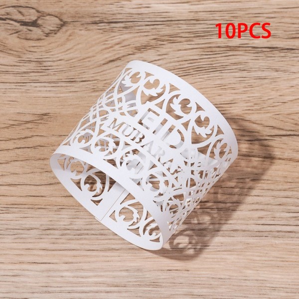 10st Pappersservettring Handduksspänne VIT white
