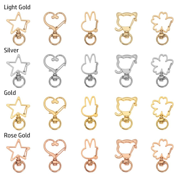 5 stk Snap Hook Trigger Clips Spenner ROSE GULL HJERTE rose gold
