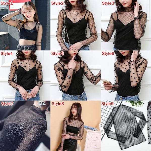 Mesh blusar Toppar Dam Toppar SVART 2 Black 2