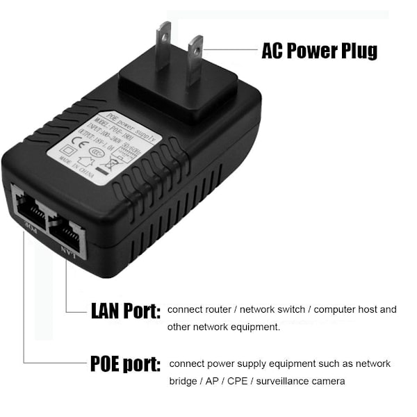 POE-suuttimen power . 12V 1A 12V 1A