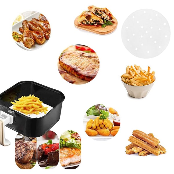 100 kpl Air Fryer Liners pergamenttipaperia 8 TUUMAA 8inch