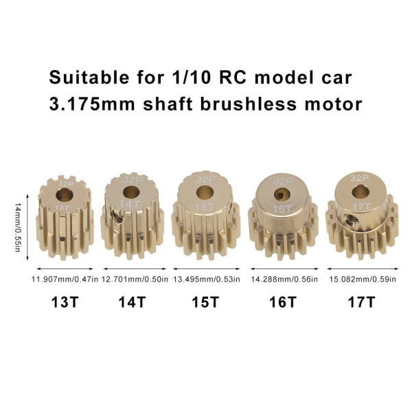 3,175 mm Gear Rc -lelutarvikkeet 2kpl 17T 2kpl 17T 2pcs 17T