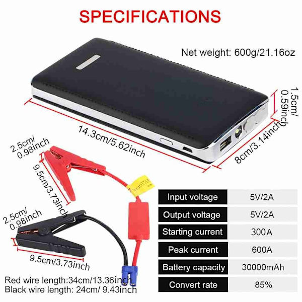 Bil nödbatteri Jump Starter Booster Pack