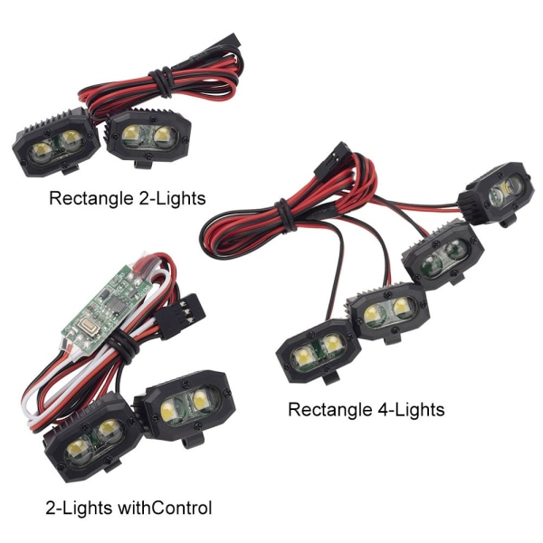 Lys Forlygte Spotlight RC Lastbil Lys RECTANGLE 2-LIGHTS Rectangle 2-Lights