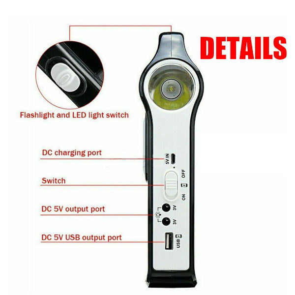 Power Station Solpanel Generator Kit Solar ficklampa