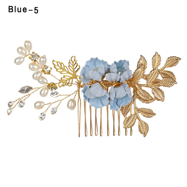 Hårkammar Blomma hårnål Brudklämmor BLÅ 5 blue 5