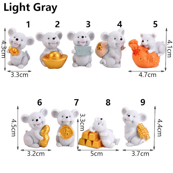Money Mouse Figurine Miniature Mice Kulta VAALEANHARMAA 6 light gray 6