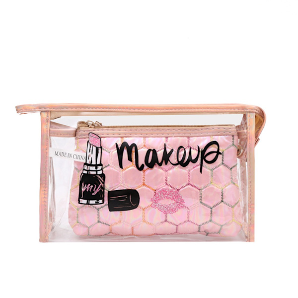 2stk/sett Oppbevaringsveske Kosmetikkveske ROSA pink