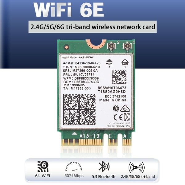 AX210NGW Netværkskort WiFi 6E Adapter Trådløst modul