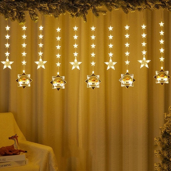 Eid Mubarak dekorasjon Star Moon Led Gardin Garland String Style 2