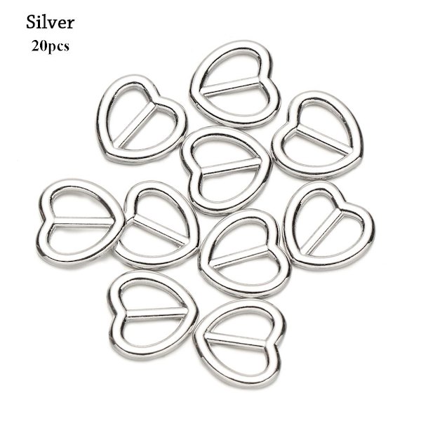 10/20st Hjärtformad Spänne Bältesknappar SILVER 20ST Silver 20pcs